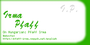 irma pfaff business card